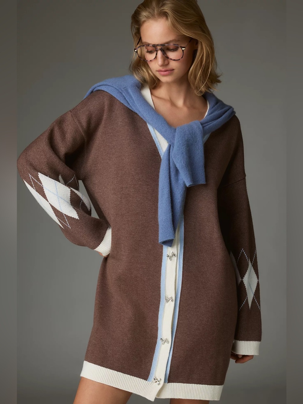 Meave By Anthropologie V-Neck Cardigan Sweater Mini Dress Size XS NWT